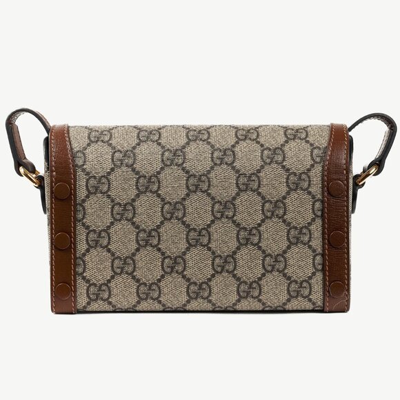 Gucci "Gucci Horsebit 1955" Beige & Dark Brown GG Supreme Mini Bag - Picture 4 of 13